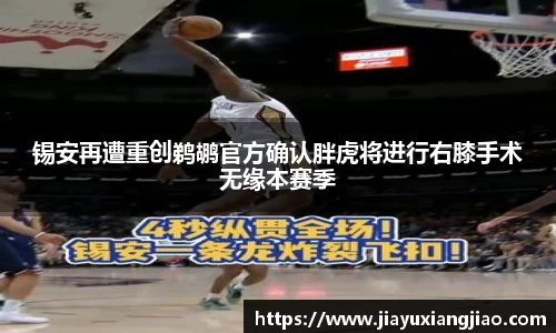 锡安再遭重创鹈鹕官方确认胖虎将进行右膝手术无缘本赛季